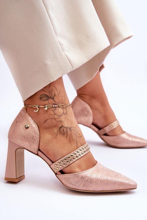 Leather Pumps With Belt Maciejka 05950-33 Pink