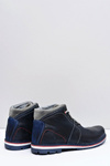 Navy Blue Men's Leather Warmed Teslo Boots