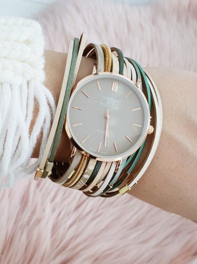 Women's Michael John Watch With Throwback Strap Pepero Beige