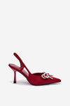 Red Derissa women's high heels with bow and open heel