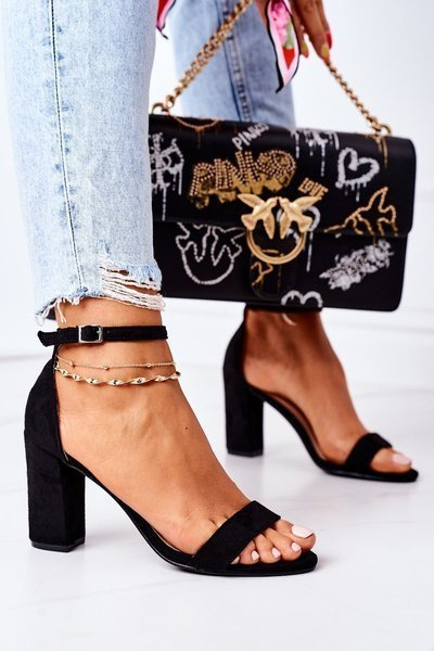 Suede High Heel Sandals Black Florence