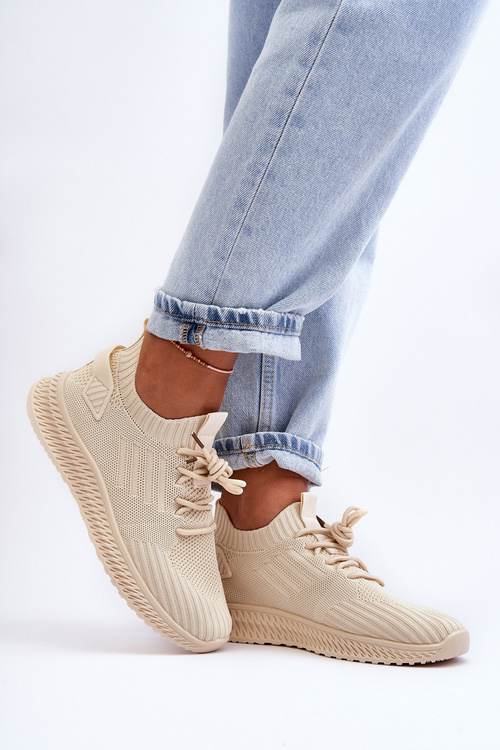 Women's Slip-On Fabric Sports Shoes Beige Zauna