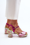 Women's Flower Print Stiletto Sandals D&A CR980 Pink