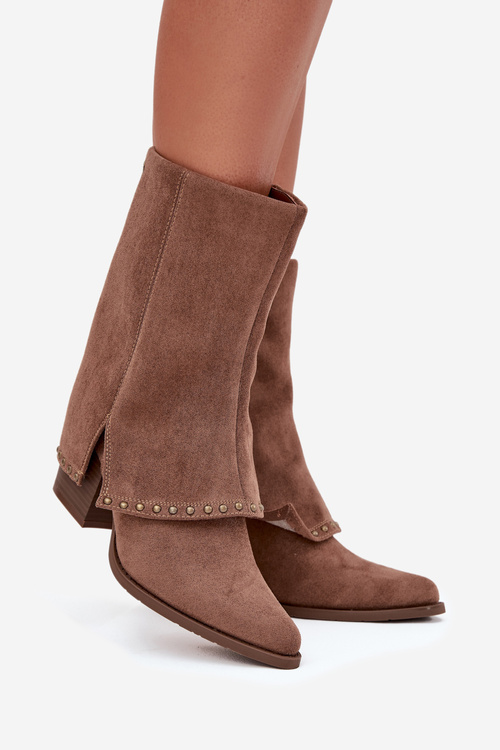 Women's Winter Boots with Turned Shaft Vinceza 16516 Beige