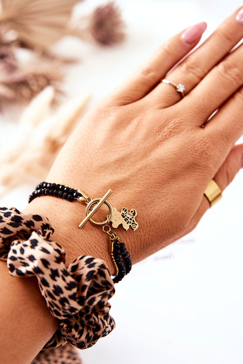 Bracelet Teddy Bear Black and Gold Delilah