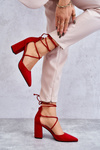 Classic Tied Suede Pumps Red Lucira