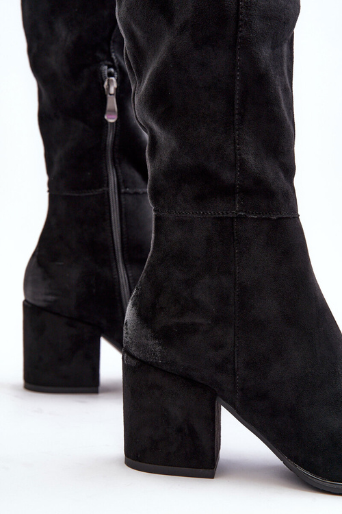 Women's Suede Over-the-Knee Boots Black Favana