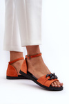 Women's Flat Sandals With Chain Vinceza 17320 Orange