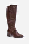 Heeled Boots Made Of Eco Leather Knee High Brown Izanae