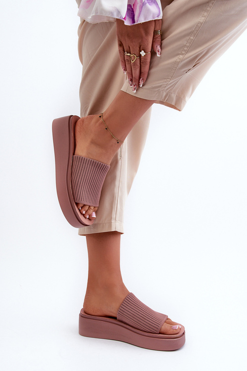 Damskie Klapki Na Platformie Różowe Sergio Leone SK083H