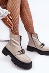 Women's Glossy Zip-up Boots D&A MR870-94 Light gray