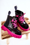 Lacquered Warm Boots Black and Pink Heidi