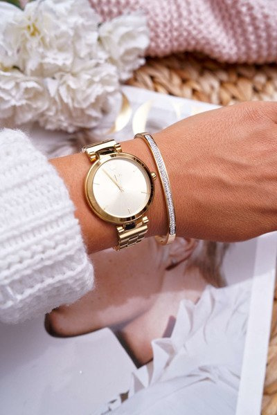 Women's Steel Bracelet With Zircons Gold Debi