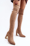 Classic Suede Thigh High Boots Beige Clarissa
