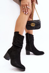 Women's ankle boots with ruffled shaft and block heel black Shavy