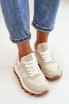 Sneakers Women's Sports Shoes Laced On Platform Beige Mialunae