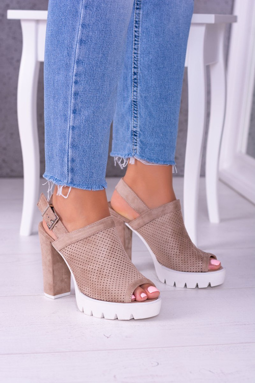 Lu Boo Beige Suede Stiletto Sandals Emare