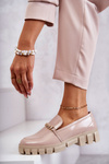 Lacquered shoes with a chain Beige Anne