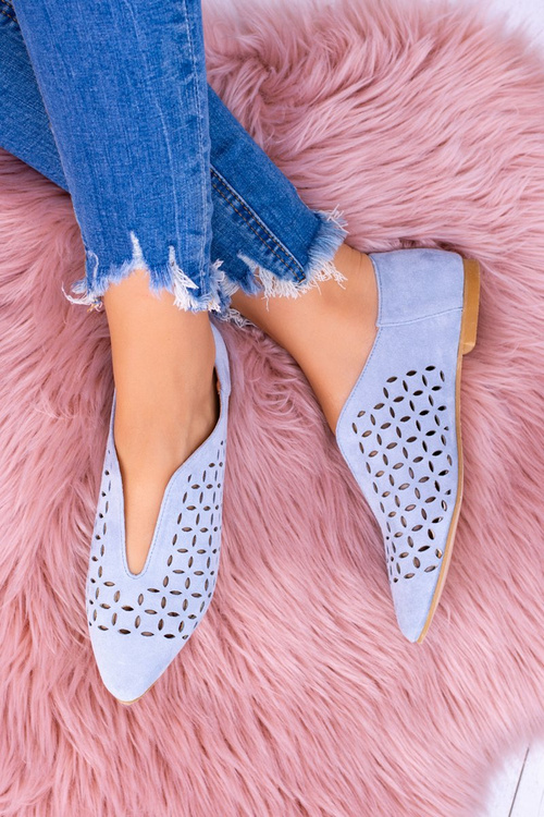 Lu Boo Blue Suede Women's Slip-on Half Shoes Synthia