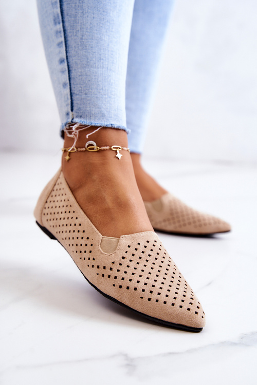 Women's openwork ballerinas Slip-on Beige Rosario