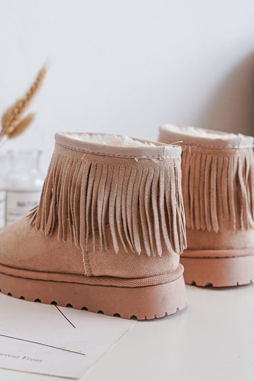 Fleece-Lined Snow Boots with Decorative Fringes for Kids Beige Nimia'