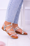 Silver Women's Zirconia Sandals by Ferragosto