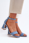 Denim Sandals with Heel Blue Pholia