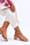 Tied Sandals With High Heels Beige Secret Love