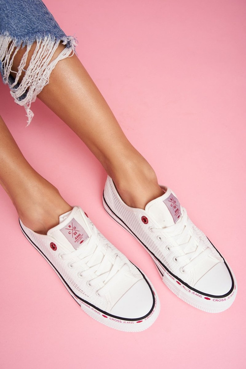 Women's Cross Jeans Sneakers White Mesh FF2R4016C