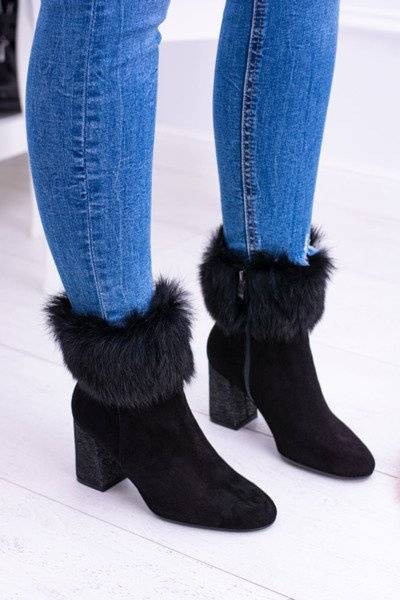 Women's Black Suede Faux Fur Boots Laura Messi 1689