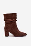 Women's ankle boots with heel with ruching Warm lined Brown Amelise