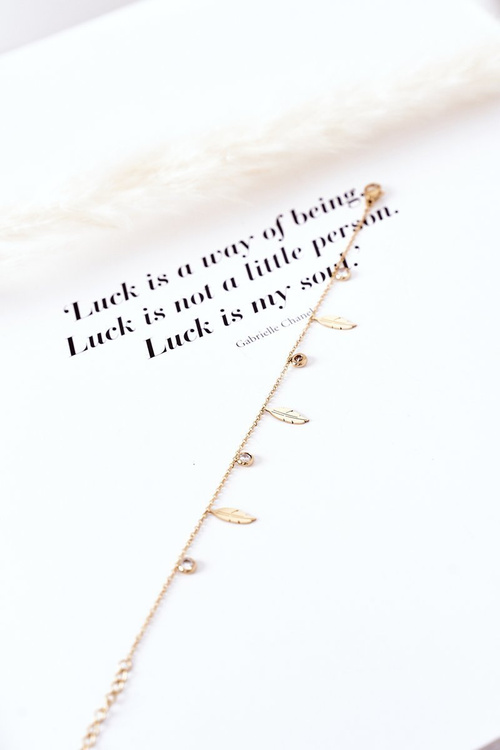 Bracelet With Feathers And Cubic Zirconia Gold