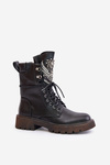Eco Leather Ankle Boots Workers With Decoration Insulated D&A Black MR880-080
