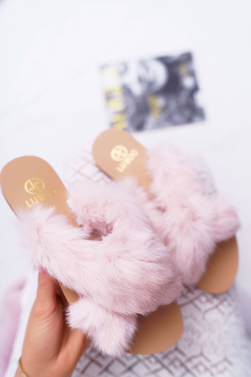 Women's Furry Flip Flops Lu Boo Pink