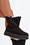 Women's Snow Boots On Platform With Fur Black Evelira