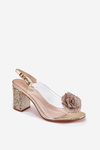 Transparent Heels With Crystals And Decoration D&A MR51-702 Gold