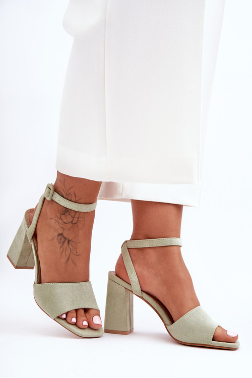 Suede Heeled Sandals Green Harriet