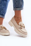 Women's Leather Moccasins with Decoration CheBello 4369 Beige