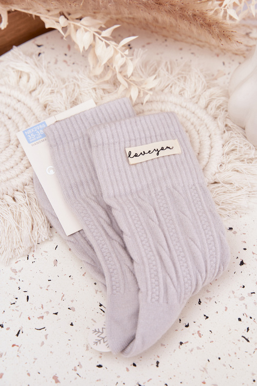 Damskie Skarpetki Ciepłe Z Wełną Jasnoszare