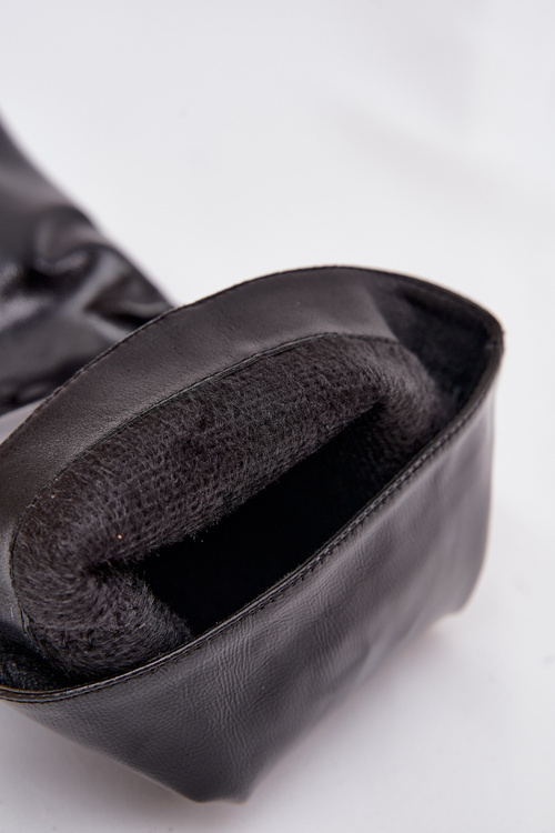 Damskie Kozaki Lakierowane Wsuwane Niski Obcas Czarne Mireva