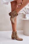 Perforated Suede Ankle Boots Beige Lewski Shoes 3170/2
