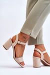 Women's Suede Low Heel Sandals Beige Loredo