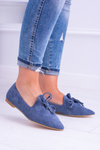 Lu Boo Navy Blue Ballet Pointed Lords Suede Feliciano Ballerinas