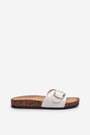 Women's Cork Platform Sandals with Buckle White Moaxi