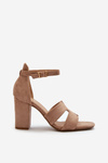 Fashionable Suede High Heels Sandals Camel Aubrey