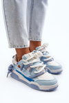 Sneakersy Damskie Grube Sznurowanie Niebieskie Miatora NB628