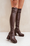 Fitted knee-high heeled boots dark brown Sanniraen
