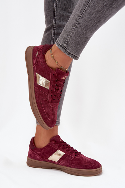 Damskie Sneakersy Zamszowe Bordowe Vinceza 14029