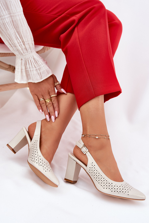 Perforated Sandals With Pointed Toes On A Heel Sergio Leone SK163 Pearl