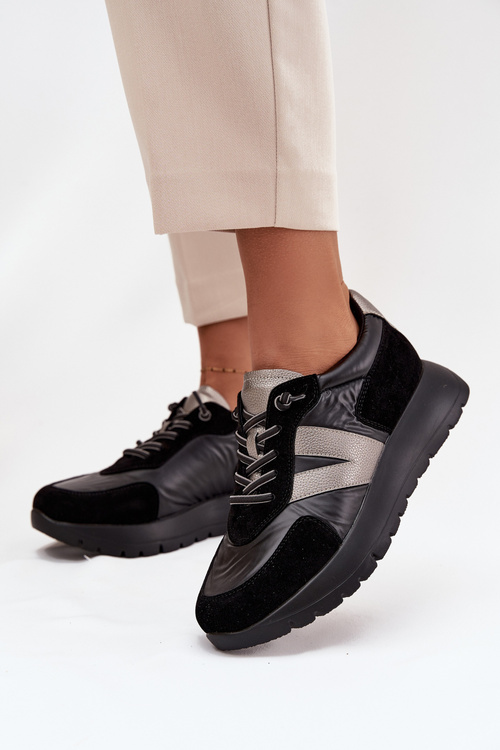 Damskie Sneakersy Na Platformie Czarne Vinceza 58561